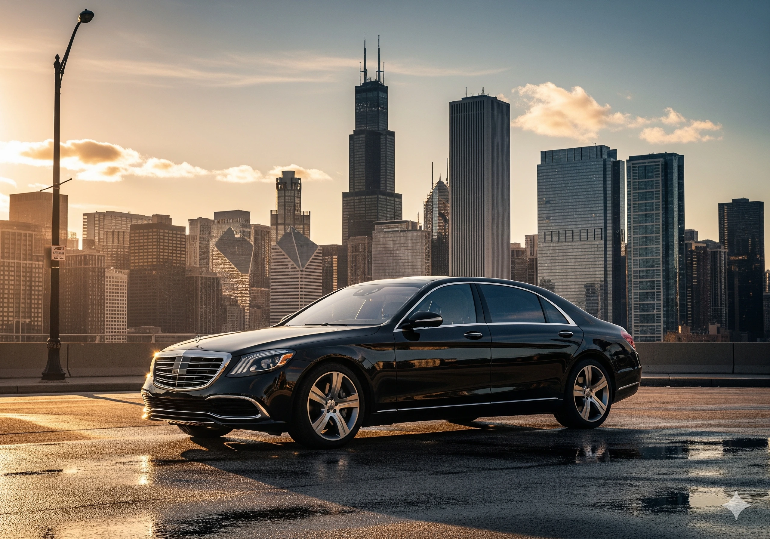 Professional chauffeur opening car door for executive